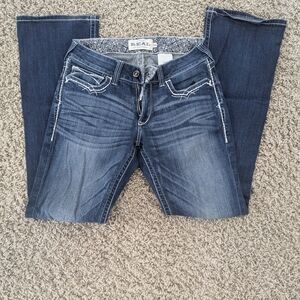 Ariat Blue Boot Cut Jeans with Modern Whiskering